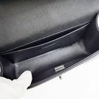Chanel Boy 25 Chain Shoulder Bag Caviar Leather Quilted Black Gun — view 6