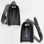 Chanel Boy 25 Chain Shoulder Bag Caviar Leather Quilted Black Gun — view 3
