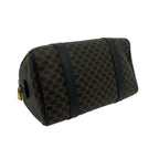 Celine Vintage Macadam Blason Logo Pattern Leather Mini Boston Bag Black — view 7