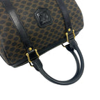 Celine Vintage Macadam Blason Logo Pattern Leather Mini Boston Bag Black — view 4
