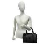 Celine Vintage Macadam Blason Logo Pattern Leather Mini Boston Bag Black — view 2