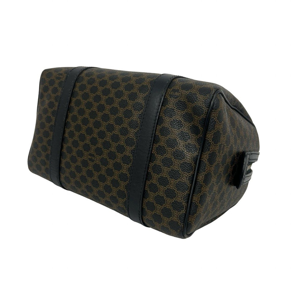 Celine Vintage Macadam Blason Logo Pattern Leather Mini Boston Bag Black — view 8