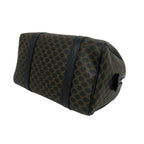 Celine Vintage Macadam Blason Logo Pattern Leather Mini Boston Bag Black — view 8