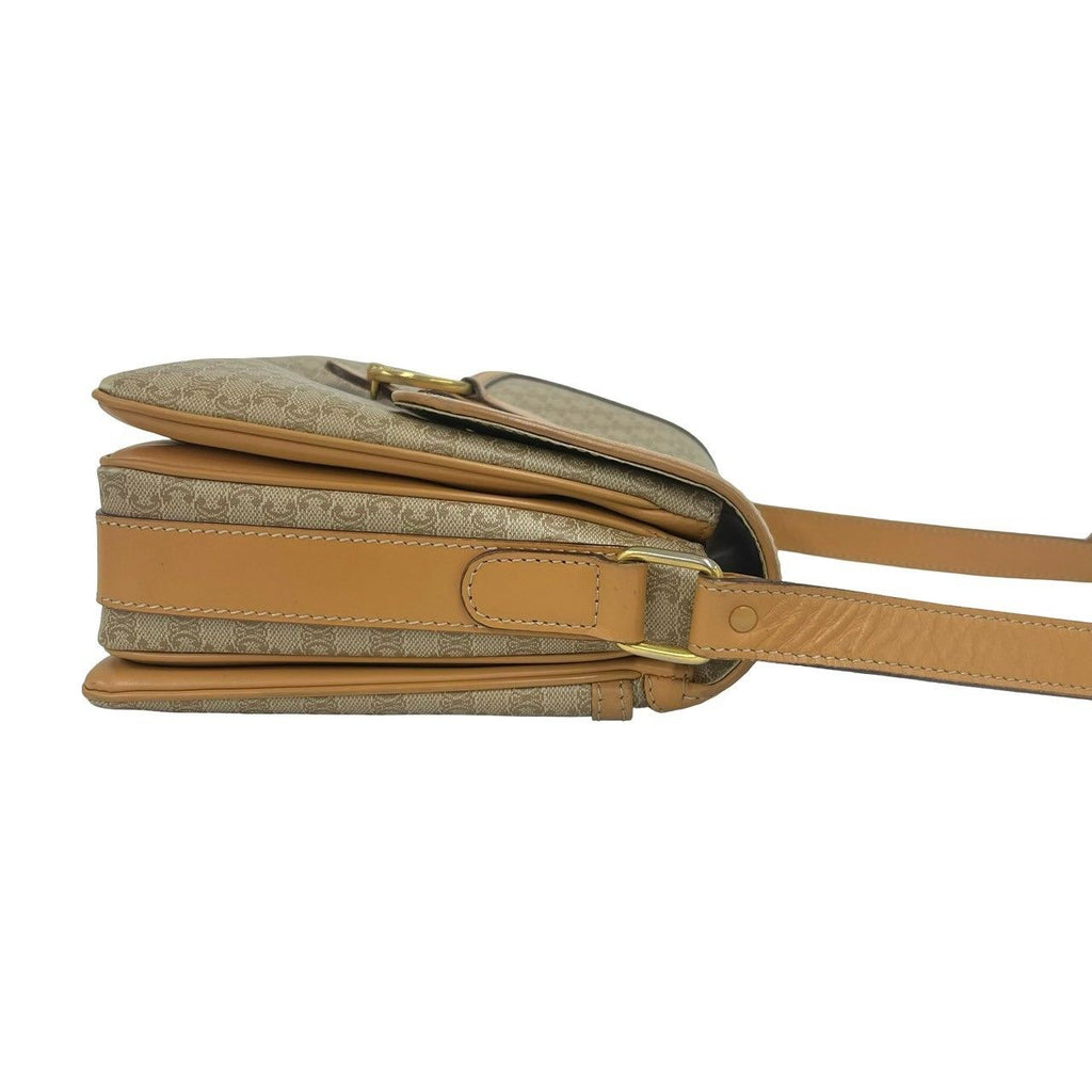 Celine Macadam Blason Logo Pattern Leather Shoulder Bag Pochette Beige Brown — view 6