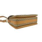 Celine Macadam Blason Logo Pattern Leather Shoulder Bag Pochette Beige Brown — view 7