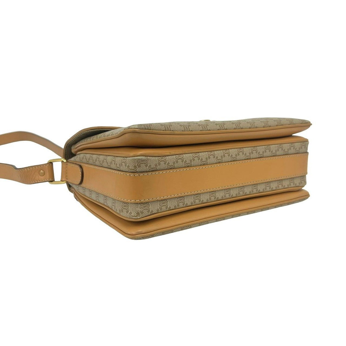 Celine Macadam Blason Logo Pattern Leather Shoulder Bag Pochette Beige Brown — view 7