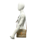 Celine Macadam Blason Logo Pattern Leather Shoulder Bag Pochette Beige Brown — view 2