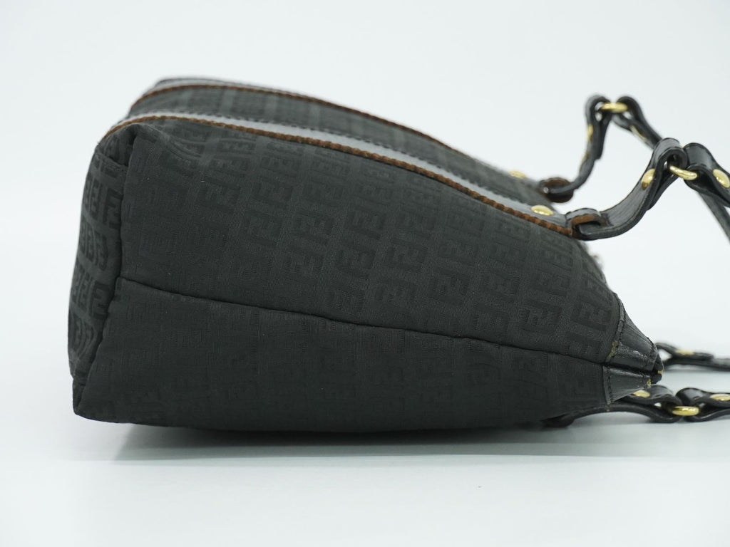 Fendi Zucchino Shoulder Bag Tote Canvas Black — view 4