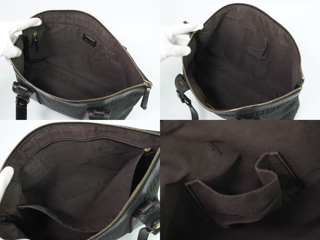 Fendi Zucchino Shoulder Bag Tote Canvas Black — view 8
