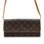 Louis Vuitton Pochette Twin GM Monogram Shoulder Bag Brown