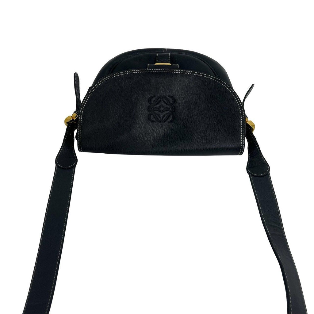 Loewe Vintage Anagram Logo Leather Shoulder Bag Pochette Dark Navy — view 4