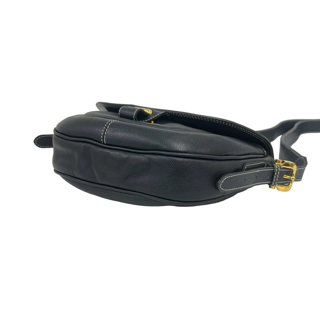Loewe Vintage Anagram Logo Leather Shoulder Bag Pochette Dark Navy — view 8