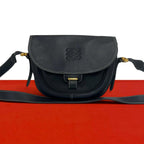 Loewe Vintage Anagram Logo Leather Shoulder Bag Pochette Dark Navy