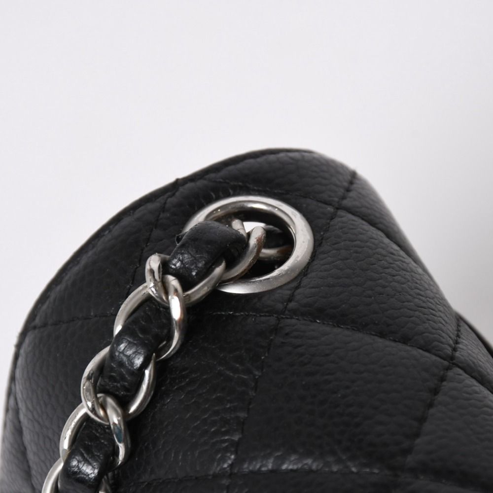 Chanel Mini Quilted Chain Shoulder Bag 17 Caviar Leather Black Silver — view 5