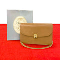 Dior Vintage CD Logo Leather 2-Way Chain Shoulder Bag Pochette Brown