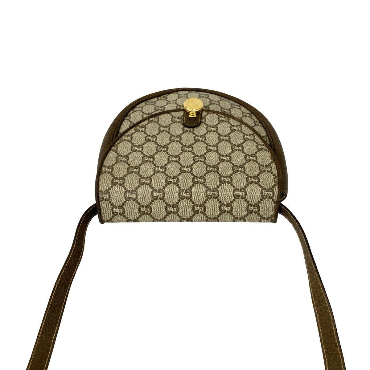 Gucci Vintage Plus Logo Pattern Leather Mini Shoulder Bag Pochette Brown — view 4