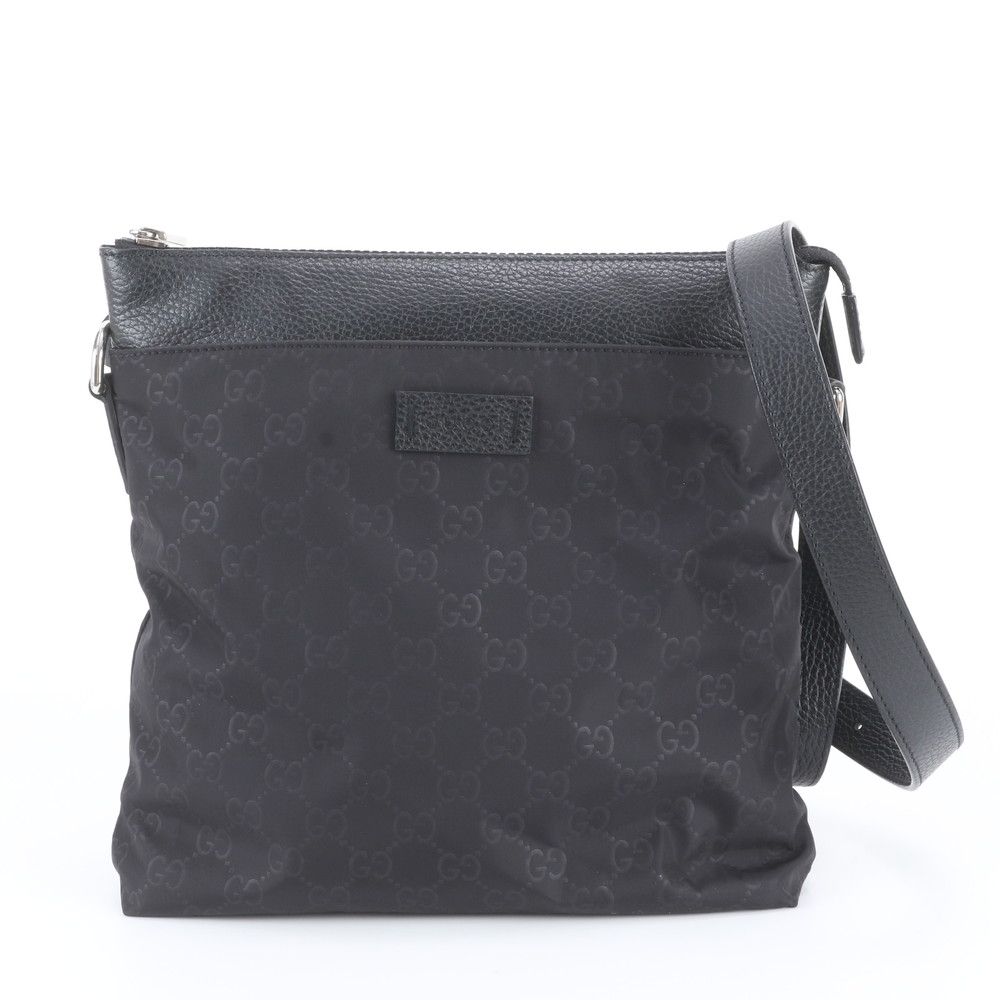Gucci GG Nylon Leather Shoulder Bag Messenger Business Black