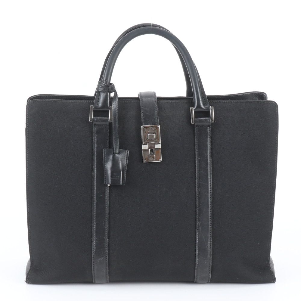 Gucci Leather Nylon Business Bag Document Bag Black