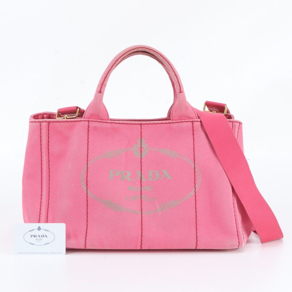 Prada Canapa Shoulder Bag Crossbody Tote with Nagoya Icard
