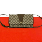Gucci Vintage GG Logo Pattern Leather Shoulder Bag Crossbody Pochette Brown