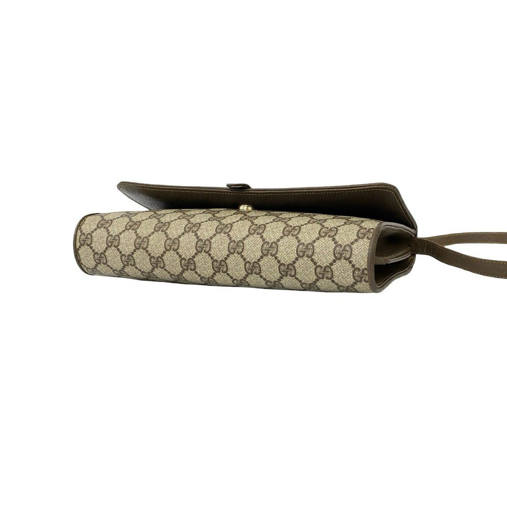 Gucci Vintage GG Logo Pattern Leather Shoulder Bag Crossbody Pochette Brown — view 8