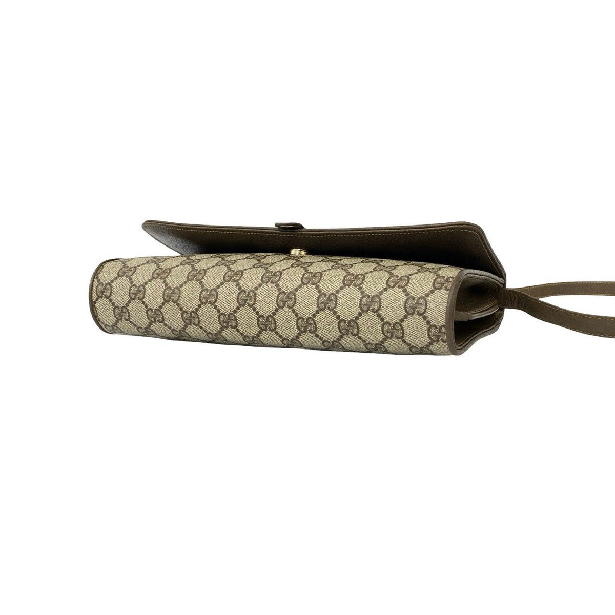 Gucci Vintage GG Logo Pattern Leather Shoulder Bag Crossbody Pochette Brown — view 8