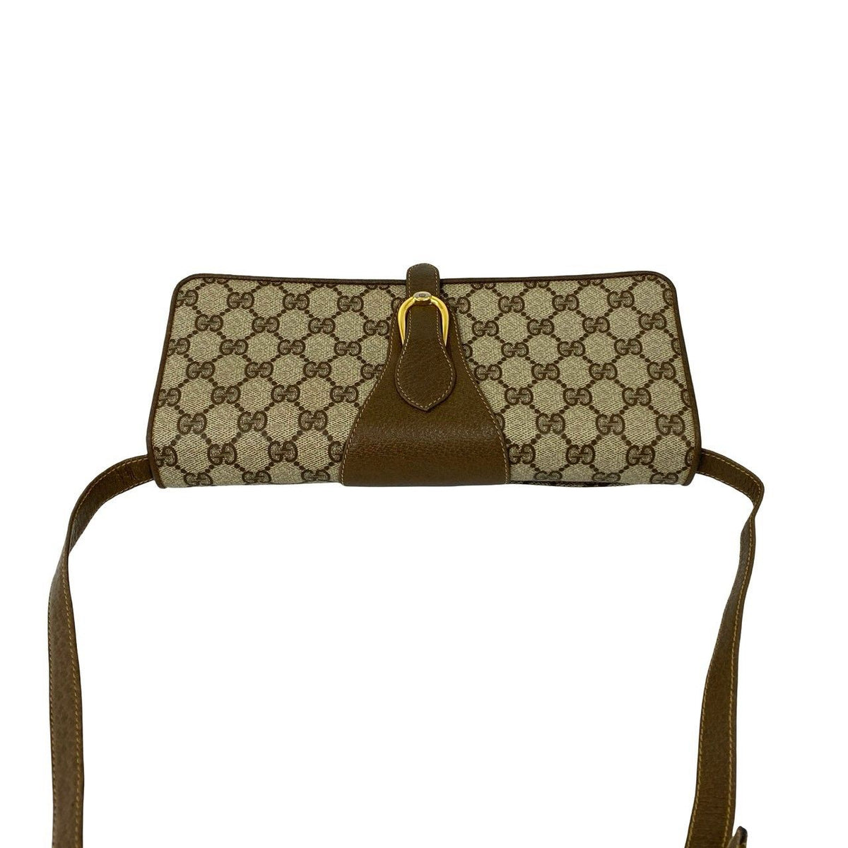 Gucci Vintage GG Logo Pattern Leather Shoulder Bag Crossbody Pochette Brown — view 4