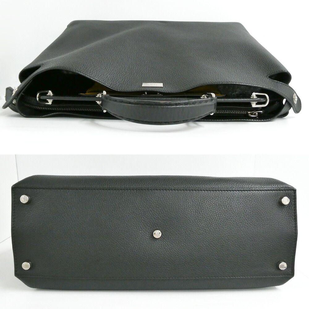 Fendi Peekaboo Iconic Essential Selleria Black Silver 2-Way Handbag — view 3