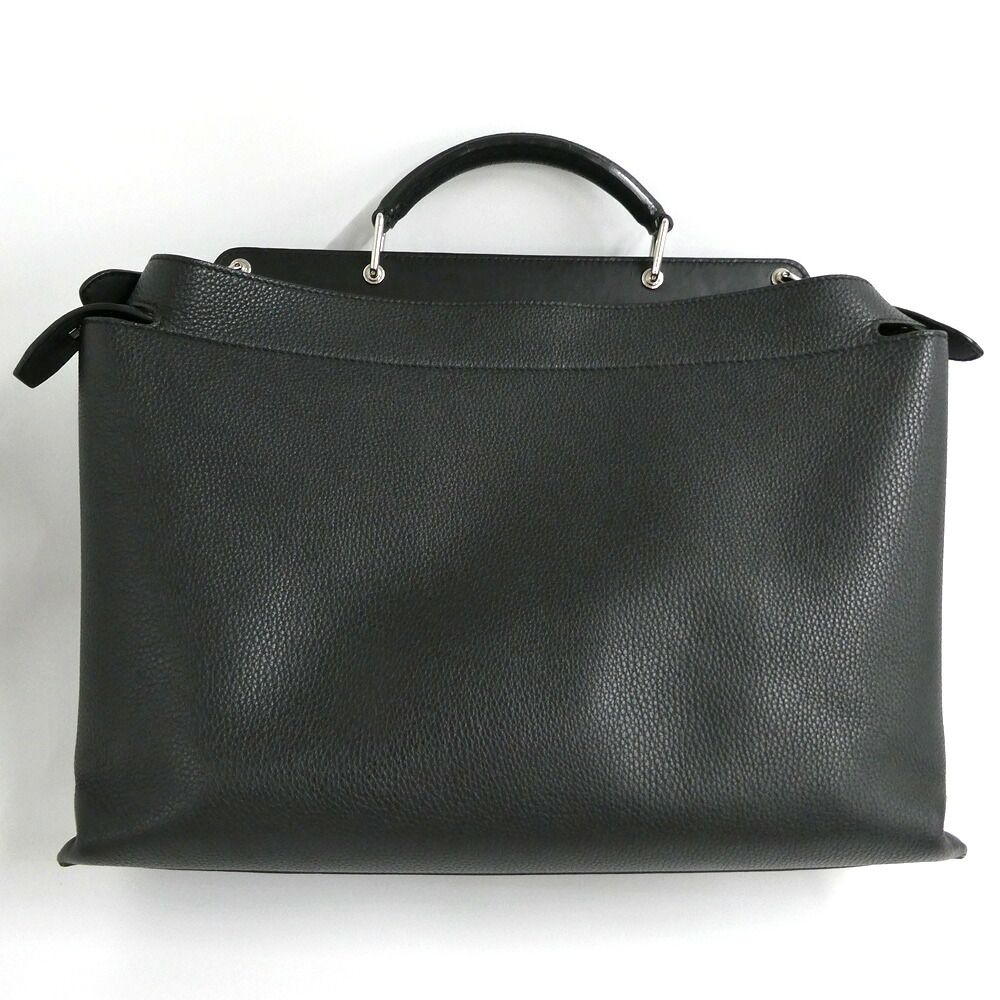 Fendi Peekaboo Iconic Essential Selleria Black Silver 2-Way Handbag — view 2