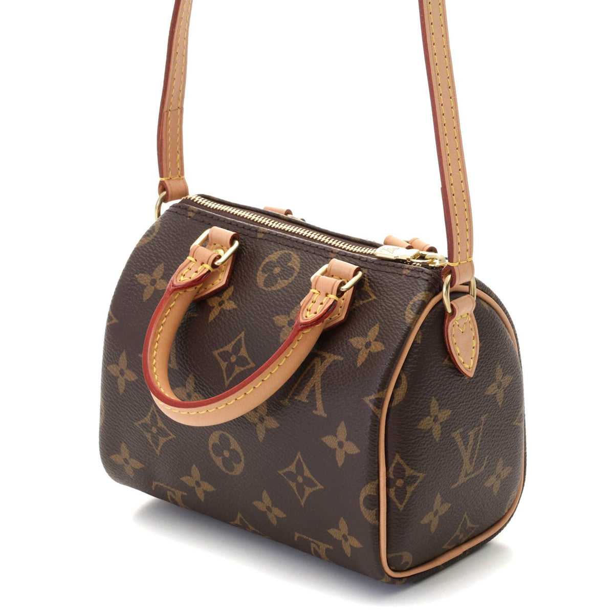 Louis Vuitton Nano Speedy Shoulder Bag Monogram Canvas Brown — view 2