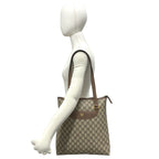 Gucci Vintage GG Logo Pattern Leather Tote Shoulder Bag Brown — view 2