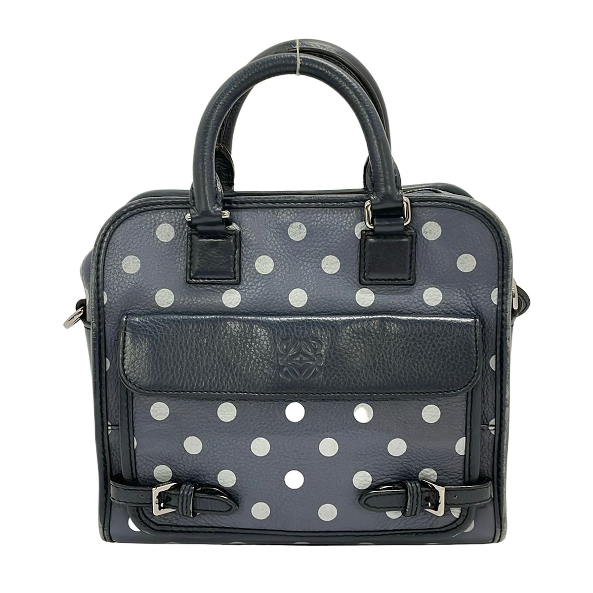 Loewe Handbag Cruz Blue Gray Light Dark Navy Dot Pattern Leather