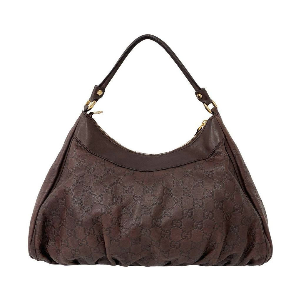 Gucci Vintage Abbey Guccissima Leather Shoulder Bag Tote Brown — view 3