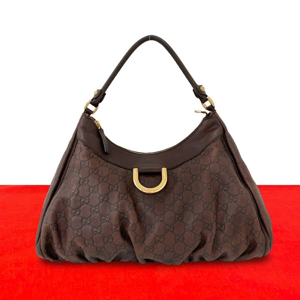 Gucci Vintage Abbey Guccissima Leather Shoulder Bag Tote Brown