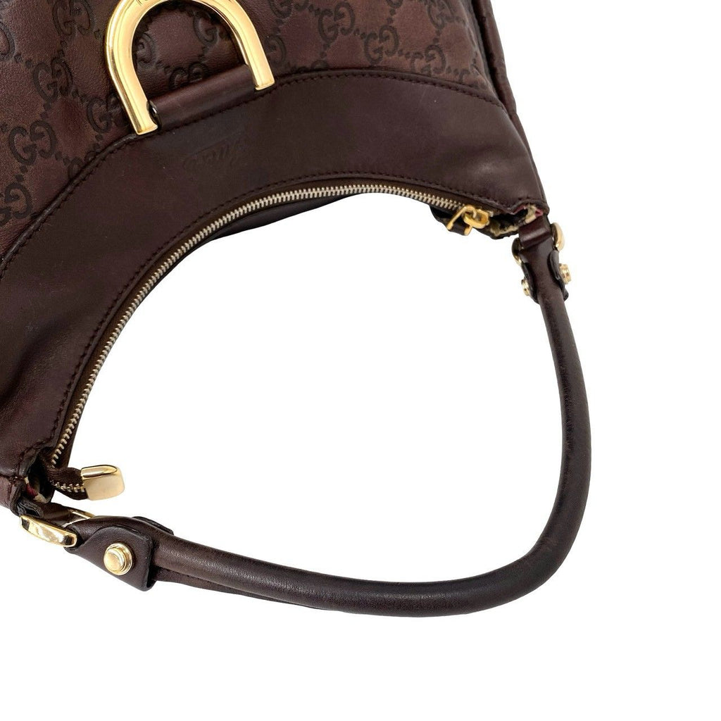Gucci Vintage Abbey Guccissima Leather Shoulder Bag Tote Brown — view 4