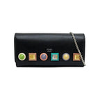 Fendi Multi Studs Chain Wallet Shoulder Bag Black