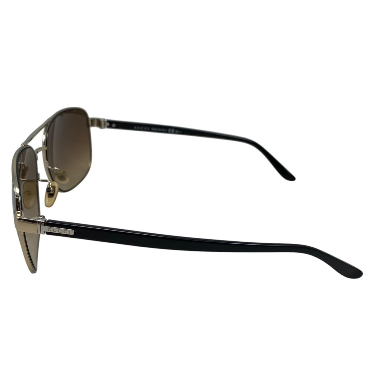 Gucci Sunglasses Double Bridge Gold Black Teardrop Shape Eyewear — view 3