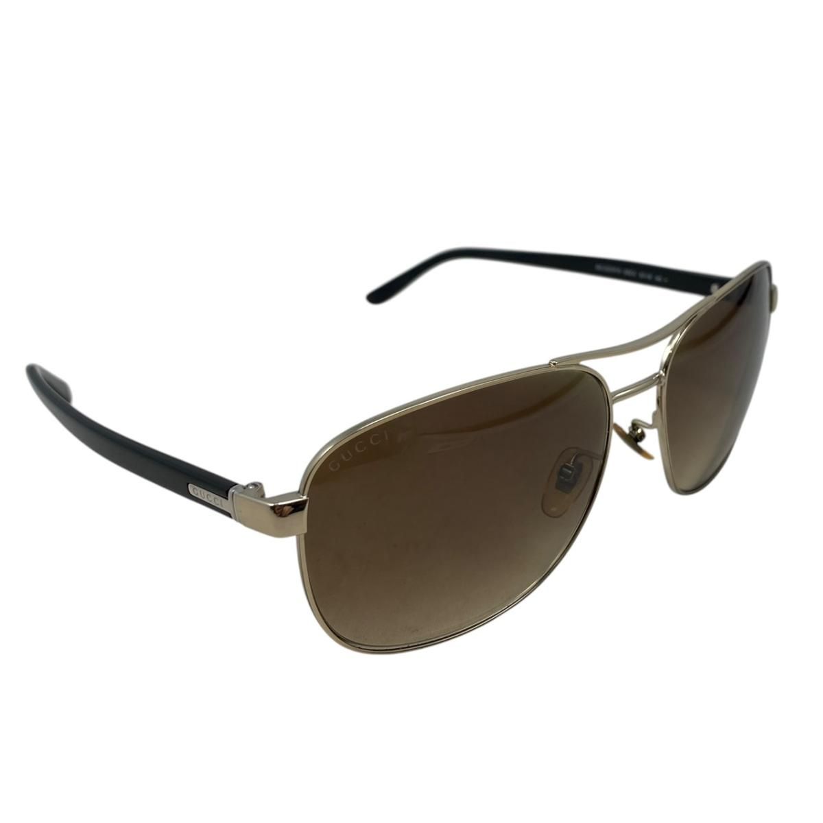 Gucci Sunglasses Double Bridge Gold Black Teardrop Shape Eyewear — view 2