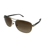 Gucci Sunglasses Double Bridge Gold Black Teardrop Shape Eyewear