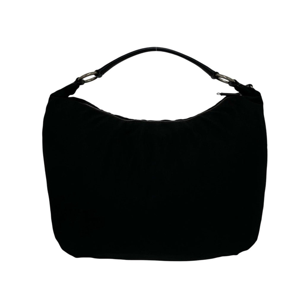 Prada Triangle Logo Tessuto Nylon Saffiano Leather Shoulder Bag Tote Black — view 3