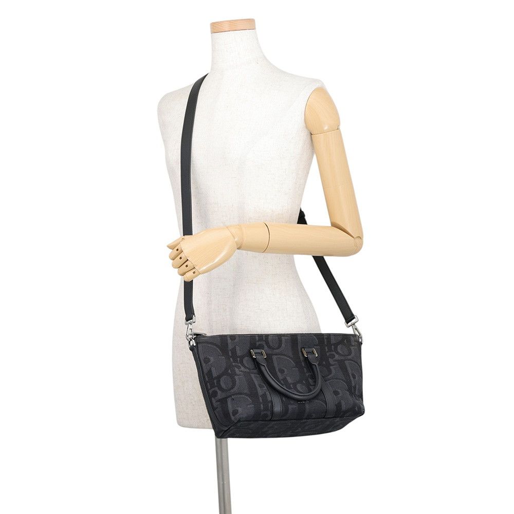 Dior Shoulder Bag Maxi Oblique Weekender 25 Canvas Leather Black Trotter — view 5