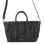Dior Shoulder Bag Maxi Oblique Weekender 25 Canvas Leather Black Trotter