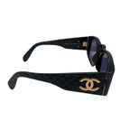 Chanel Sunglasses Quilted CC Logo Black Gold Eyewear — view 4