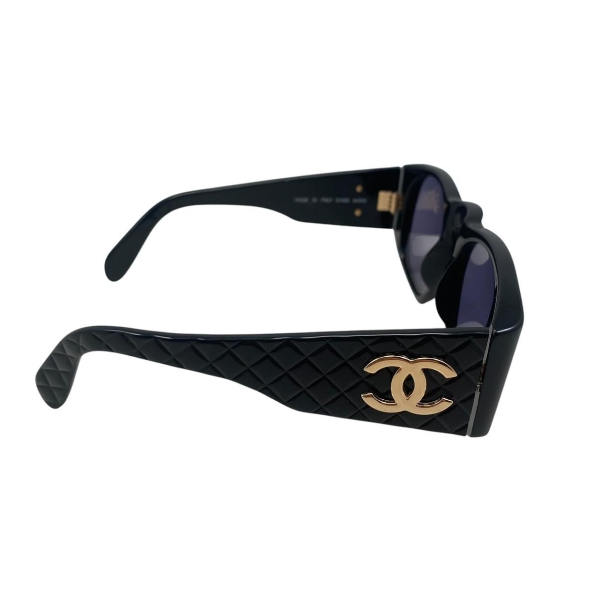 Chanel Sunglasses Quilted CC Logo Black Gold Eyewear — view 4
