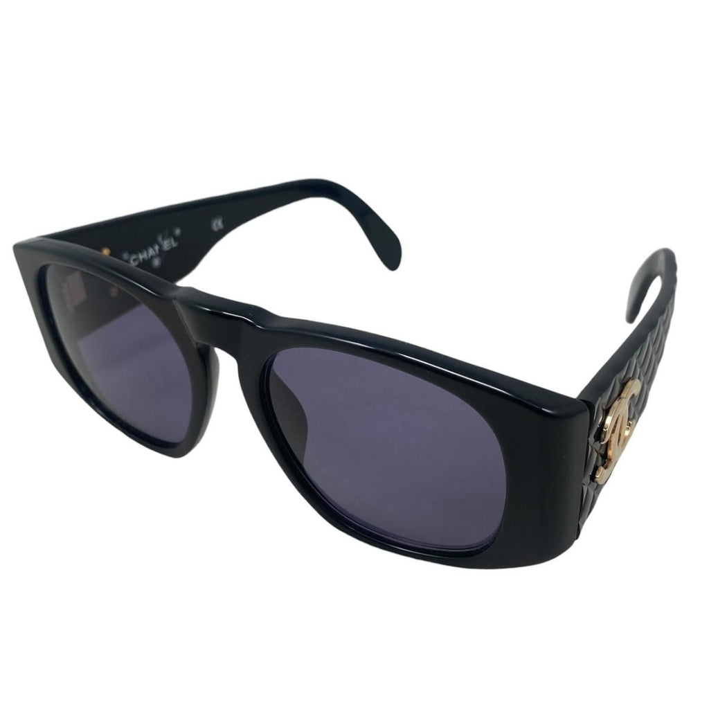 Chanel Sunglasses Quilted CC Logo Black Gold Eyewear