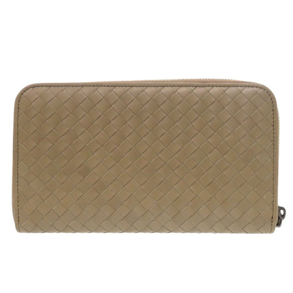 Bottega Veneta Intrecciato Zip Around Leather Brown Wallet — view 2