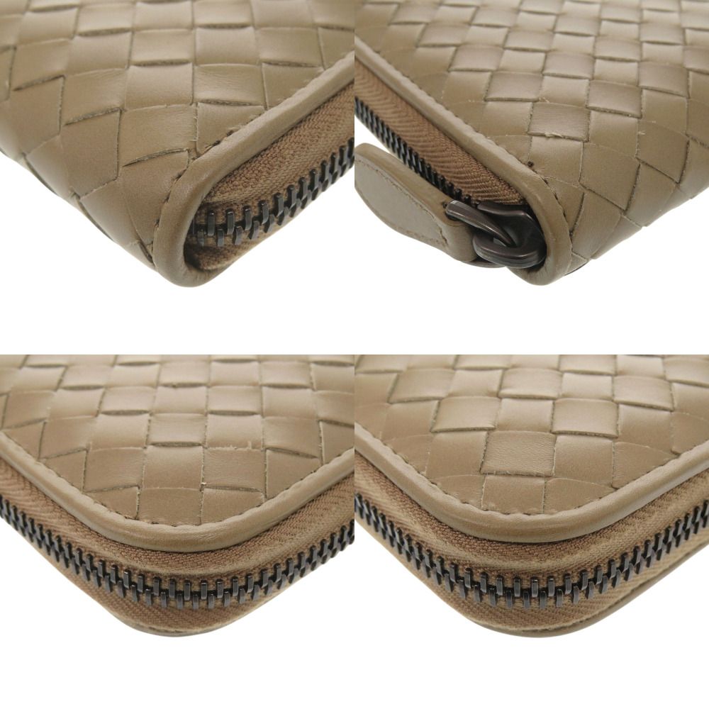 Bottega Veneta Intrecciato Zip Around Leather Brown Wallet — view 3