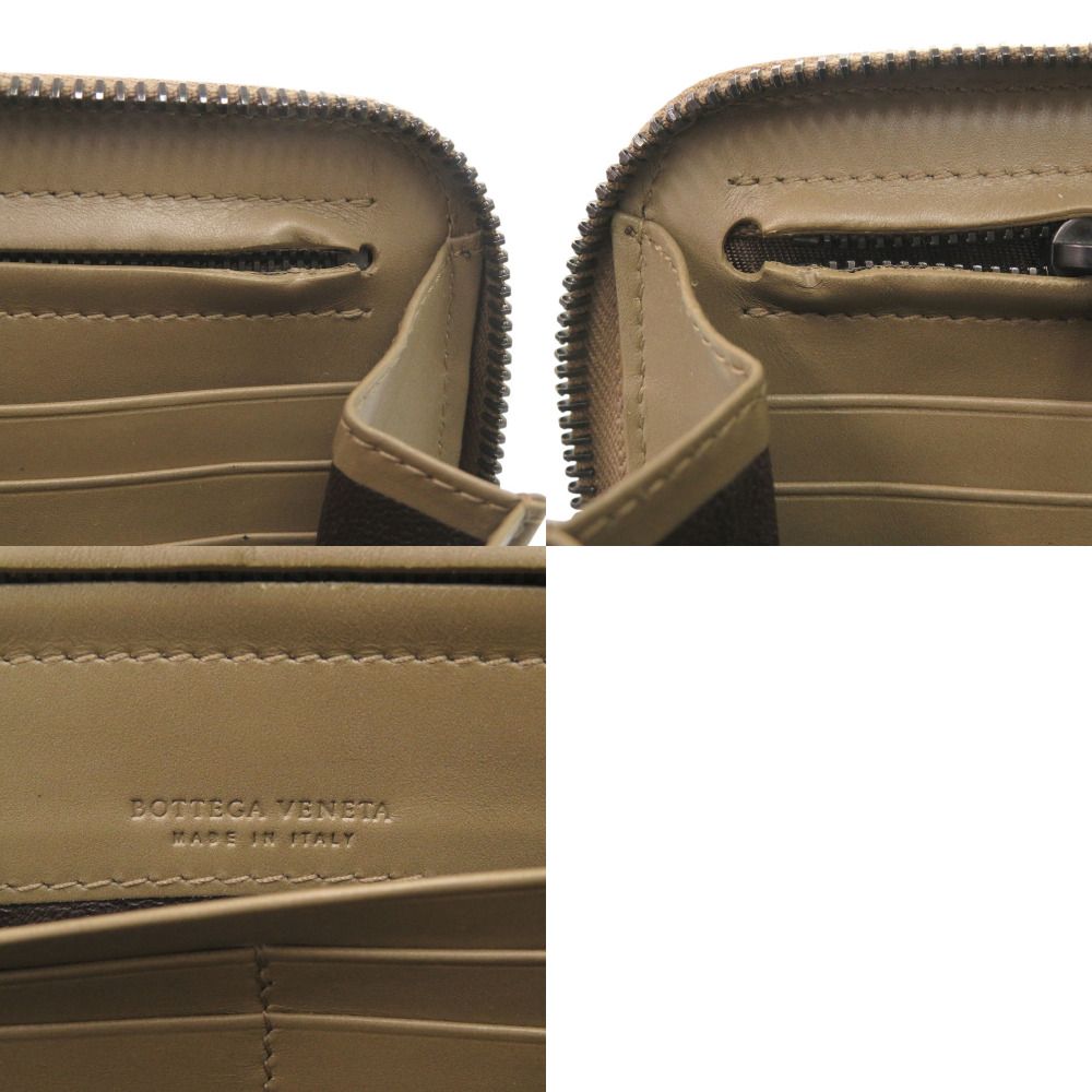 Bottega Veneta Intrecciato Zip Around Leather Brown Wallet — view 6