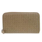 Bottega Veneta Intrecciato Zip Around Leather Brown Wallet