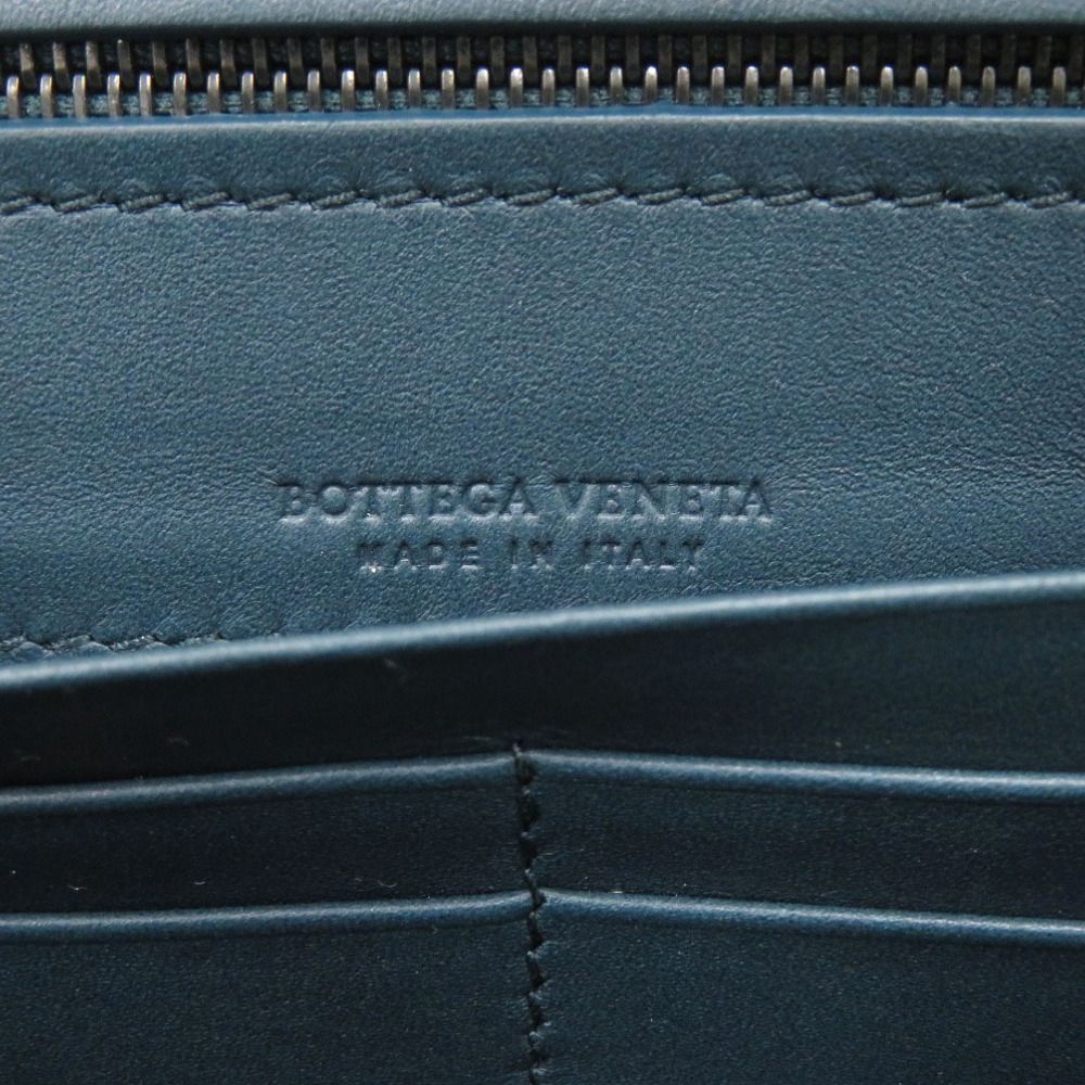 Bottega Veneta Zip Around Intrecciato Leather Blue Wallet — view 7